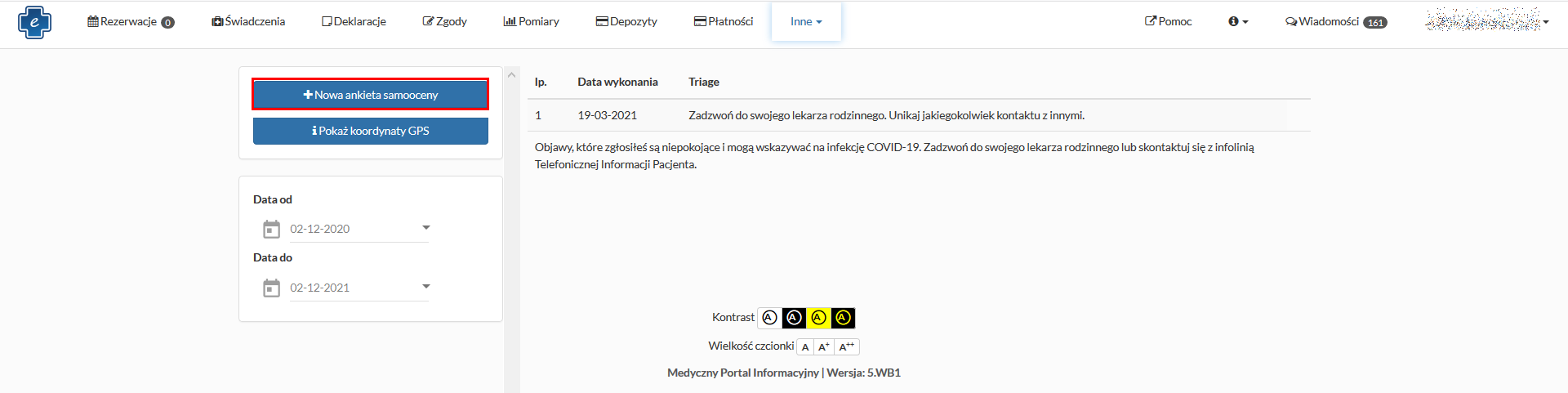Lista ankiet samooceny - dodawanie nowej ankiety samooceny