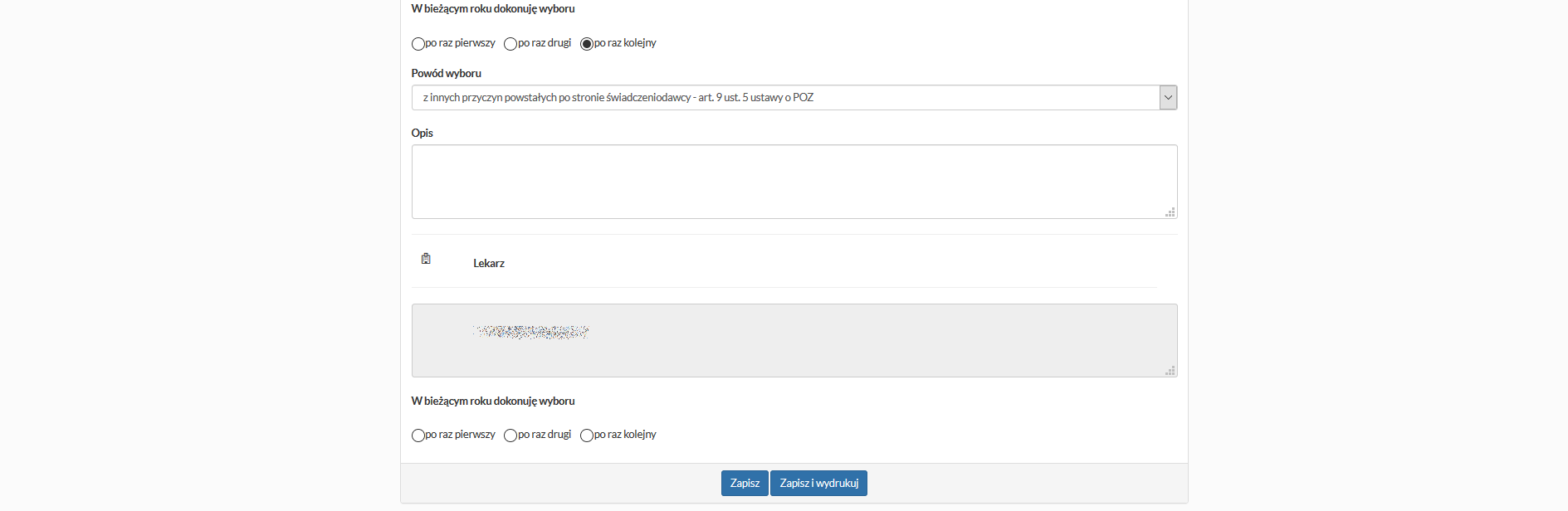 Rejestracja nowej deklaracji - okno danych szczegółowych deklaracji na temat personelu