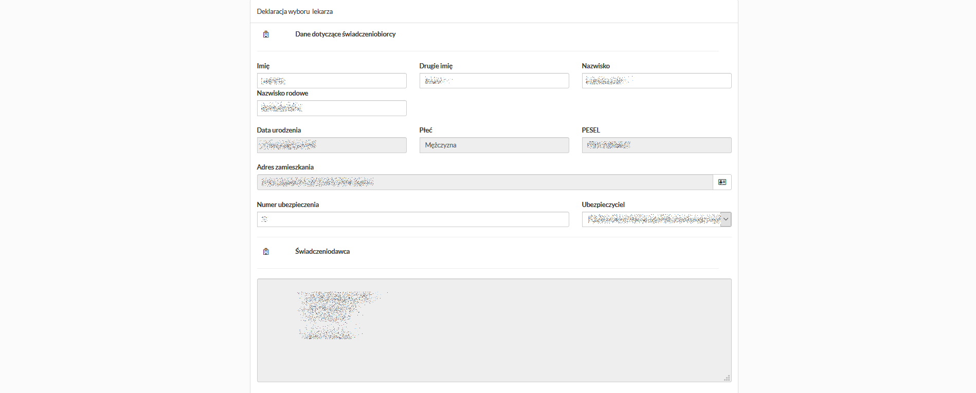 Rejestracja nowej deklaracji - okno danych szczegółowych deklaracji