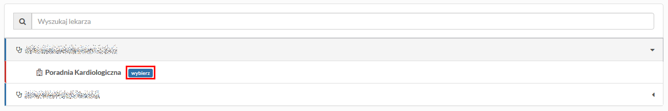 Rejestracja nowej deklaracji - wybór personelu i jednostki