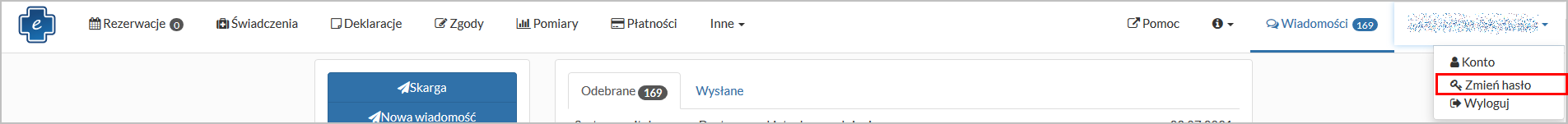 Opcja "Zmień hasło"