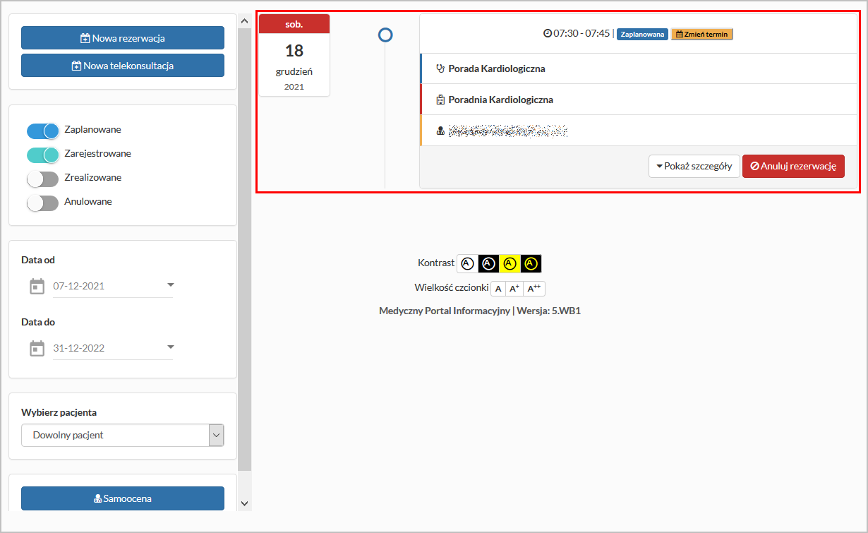 Tworzenie nowej rezerwacji - zakończenie rezerwacji usługi