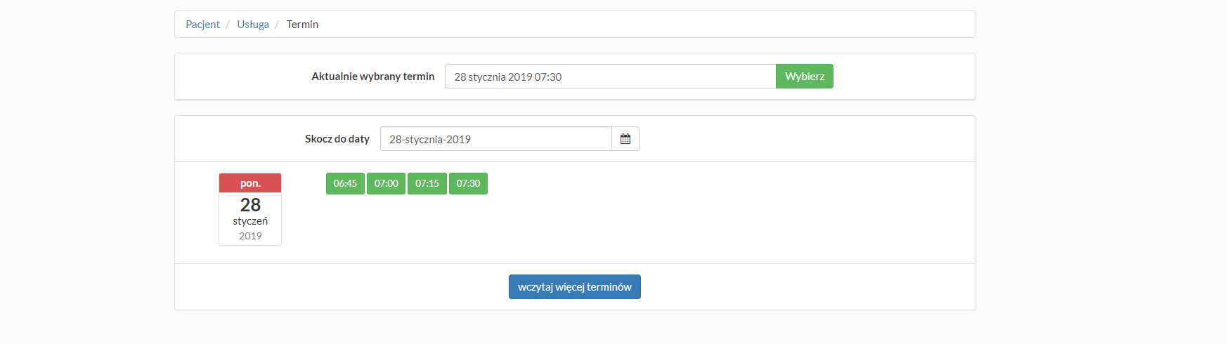 Nowa telekonsultacja - wybór daty i godziny konsultacji