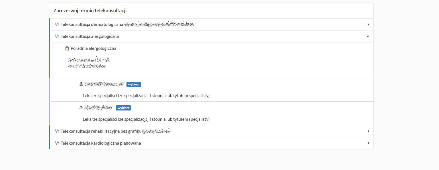 Nowa telekonsultacja - okno rezerwacji terminu telekonsultacji