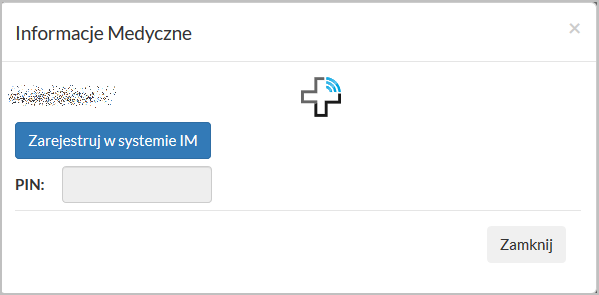 Okno rejestracji w systemie IM