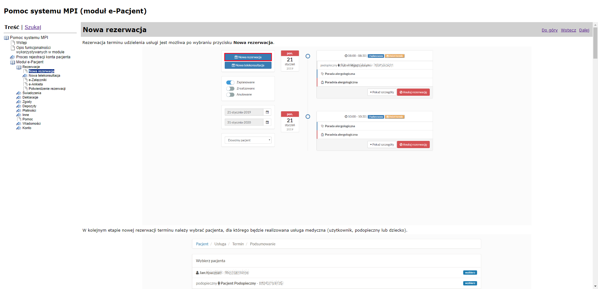 Okno pomocy systemu MPI