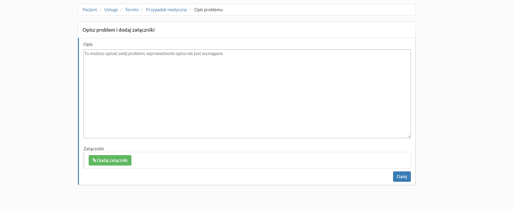 Nowa telekonsultacja - opis nowego problemu dla rezerwacji konsultacji&nbsp;