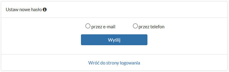 Okno ustawiania nowego hasła