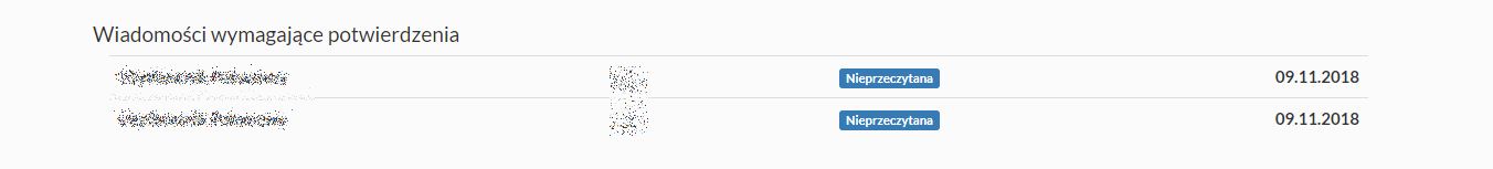 Okno wiadomości wymagających potwierdzenia