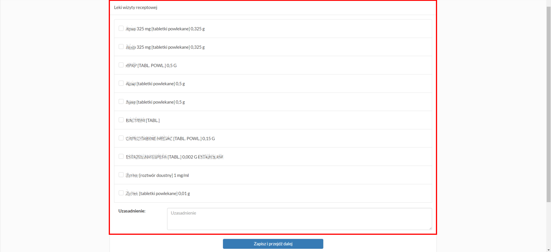 Tworzenie nowej rezerwacji - wizyta receptowa